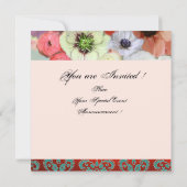 INVITATION ROSES BLANCHES ROUGES ET ANÉMONES FLEURS DOUCHE DE (Dos)