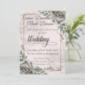 Invitation Roses blanches rustiques et poussiéreuses Faire-pa (Debout devant)