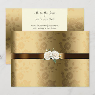 Invitation Roses blanches satin or gay lesbienne