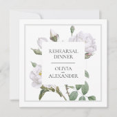 Invitation Roses blanches Soirée de répétition de mariage élé (Devant)