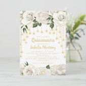 Invitation Roses blanches String or étoile Quinceañera In (Debout devant)