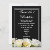 Invitation Roses blanches sur mariage floral noir (Devant)