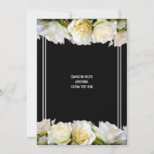 Invitation Roses blanches sur mariage floral noir (Dos)