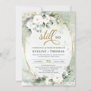 Invitation Roses blanches verdure eucalyptus or nous le faiso
