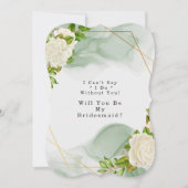 Invitation Roses Blanches Vertes Serez-Vous Ma Femme D'Accuei (Devant)