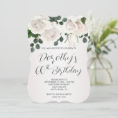Invitation Roses blanches vintage Luxueux 60e anniversaire (Debout devant)