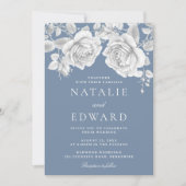 Invitation Roses blanches vintages Mariage élégant (Devant)