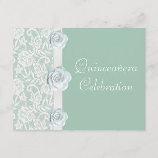Invitation Roses blancs et anniversaire vert en bon état
