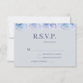Invitation Roses bleu Dusty gris élégant mariage floral RSVP (Devant)