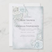 Invitation Roses Bleues Bleues baby showers (Devant)