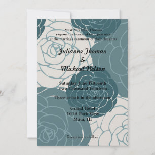 Invitation Roses bleues et blanches Mariage romantique
