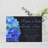 Invitation Roses bleues florales élégantes hydrangeas bleus (Debout devant)