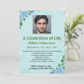 Invitation Roses bleues modifiables  Photo célébration d'une  (Debout devant)