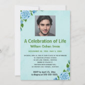 Invitation Roses bleues modifiables Photo de célébration de (Devant)