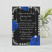 Invitation Roses bleues romantiques et diamants (Debout devant)