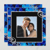 Invitation Roses Bleus brillants et Mariage de perles de diam (Devant / Derrière)