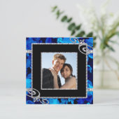 Invitation Roses Bleus brillants et Mariage de perles de diam (Debout devant)