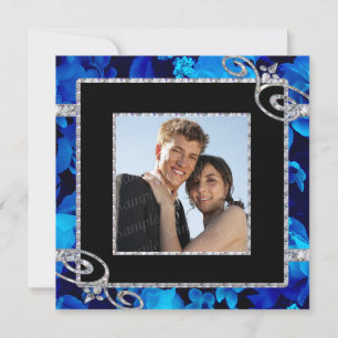 Invitation Roses Bleus brillants et Mariage de perles de diam