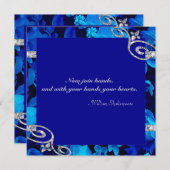 Invitation Roses Bleus brillants et perles de diamant Mariage (Devant / Derrière)