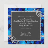 Invitation Roses bleus brillants et remous de diamant (Dos)