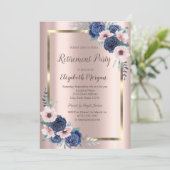 Invitation Roses Bleus, Cadre, Rose Retraite Or (Debout devant)