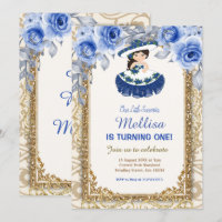 Roses bleus de la marine et anniversaire de l'or m