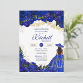 Invitation Roses Bleus Elegant Charro Quinceanera (Debout devant)