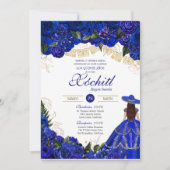 Invitation Roses Bleus Elegant Charro Quinceanera (Devant)