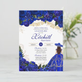 Invitation Roses Bleus Elegant Charro Quinceanera (Debout devant)