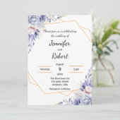 Invitation Roses Bleus Élégants (Debout devant)