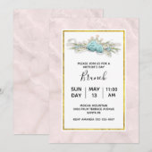 Invitation Roses Bleus et Couronne Floral Fête des Mères Brun (Devant / Derrière)