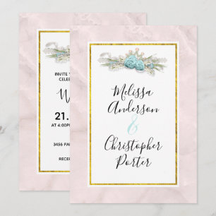 Invitation Roses bleus et Mariage de bouquet floral de la Cou