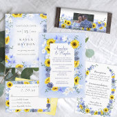 Invitation Roses bleus, Mariage de tournesols jaunes