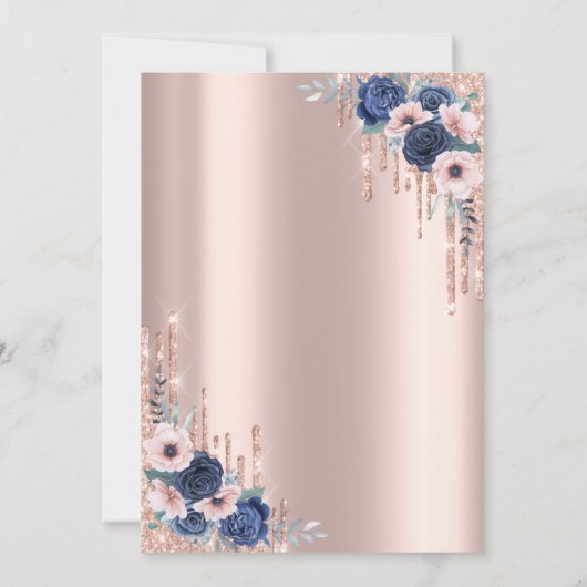 Invitation Roses Bleus, Parties scintillant Rose Gold 30e ann (Dos)