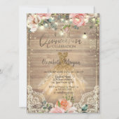 Invitation Roses bleus, Tiara, Lumières, Robe en bois Quincea (Devant)