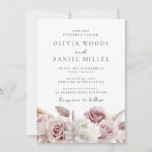 Invitation Roses Blush moderne Beau Mariage (Devant)