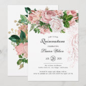 Invitation Roses blush vintages sur Quinceanera blanc (Devant / Derrière)