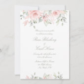 Invitation Roses Blushing Matte White Arrière - plan Mariage (Devant)