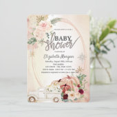 Invitation Roses Boho citrouilles, Baby shower de camion (Debout devant)