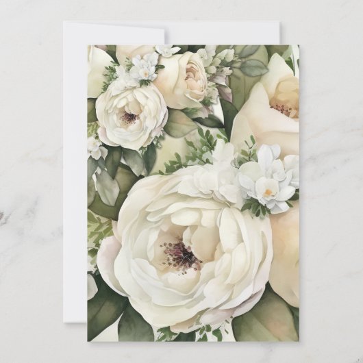 Invitation Roses Boho sur Emerald Green Wedding RSVP (Dos)