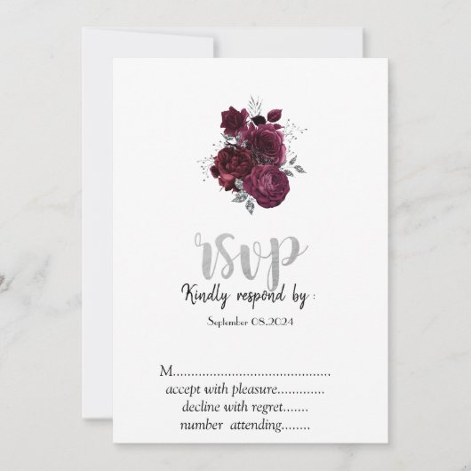 Invitation Roses Bourgogne RSVP (Devant)