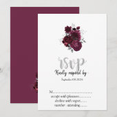 Invitation Roses Bourgogne RSVP (Devant / Derrière)
