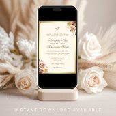 Invitation Roses Brown de crème Floral Anand Karaj Sikh Maria