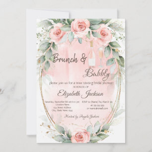 Invitation Roses, Brunch au cadre et Fête des mariées à bulle