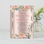 Invitation Roses Chic Diamants Confettis Retraite (Debout devant)