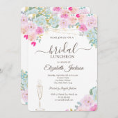 Invitation Roses Chics, Verre À Vins, Luminaires Déjeuner Nup (Devant / Derrière)