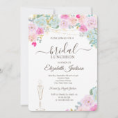 Invitation Roses Chics, Verre À Vins, Luminaires Déjeuner Nup (Devant)