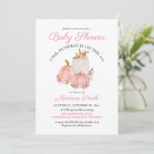 Invitation Roses Citrouille rose aquarelle | BABY SHOWER (Debout devant)