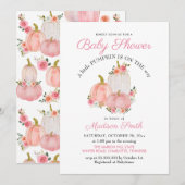 Invitation Roses Citrouille rose aquarelle | BABY SHOWER (Devant / Derrière)