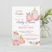 Invitation Roses Citrouille rose aquarelle | BABY SHOWER (Debout devant)